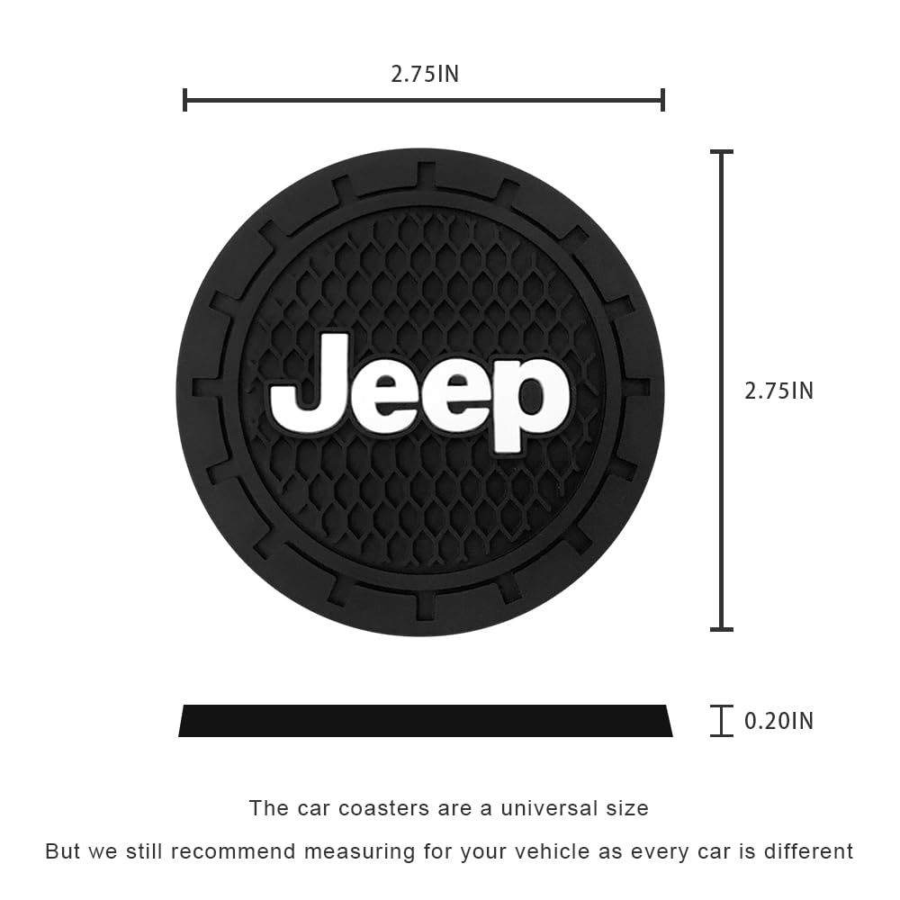 Car Cup Holder Coaster for Jeep,Silicone Cupholder Coaster,Car Interior Accessories,2.76 Inch 2 Pieces