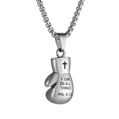 HZMAN Men Women Punk Stainless Steel Boxing Glove Chain Pendant Necklace