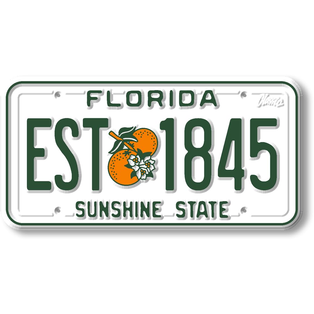 Florida State License Plate Magnet by Classic Magnets, 1.9" x 3.8", Collectible 3D Rubber Vintage-Style Souvenirs and Gifts Made in the USA