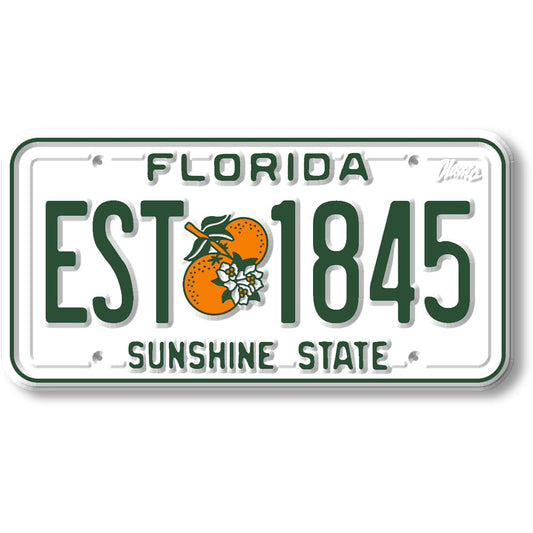 Florida State License Plate Magnet by Classic Magnets, 1.9" x 3.8", Collectible 3D Rubber Vintage-Style Souvenirs and Gifts Made in the USA