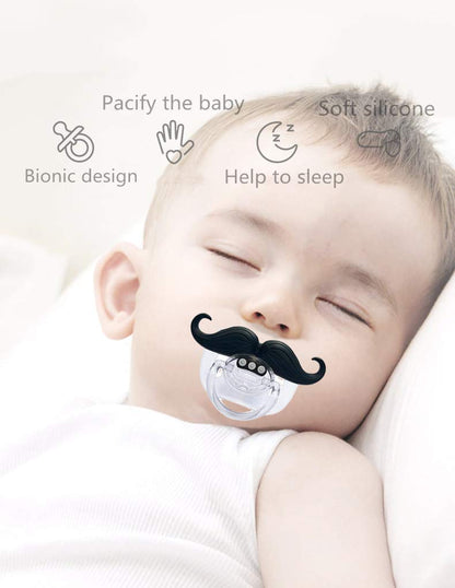 Baby Funny Pacifier Cute Kissable Mustache for Babies and Toddlers Unisex - 0-6 Months Baby Orthodontic Mustache Pacifier BPA Free -Pack of 2