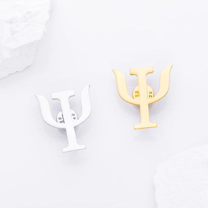 Dr's gift Psychology Psi Symbol Enamel Gold Brooch Psychology Greek Letter Lapel Pin Backpack Hat Badge Jewelry Gift for Psychologists, Psychiatrist, Therapists, Students