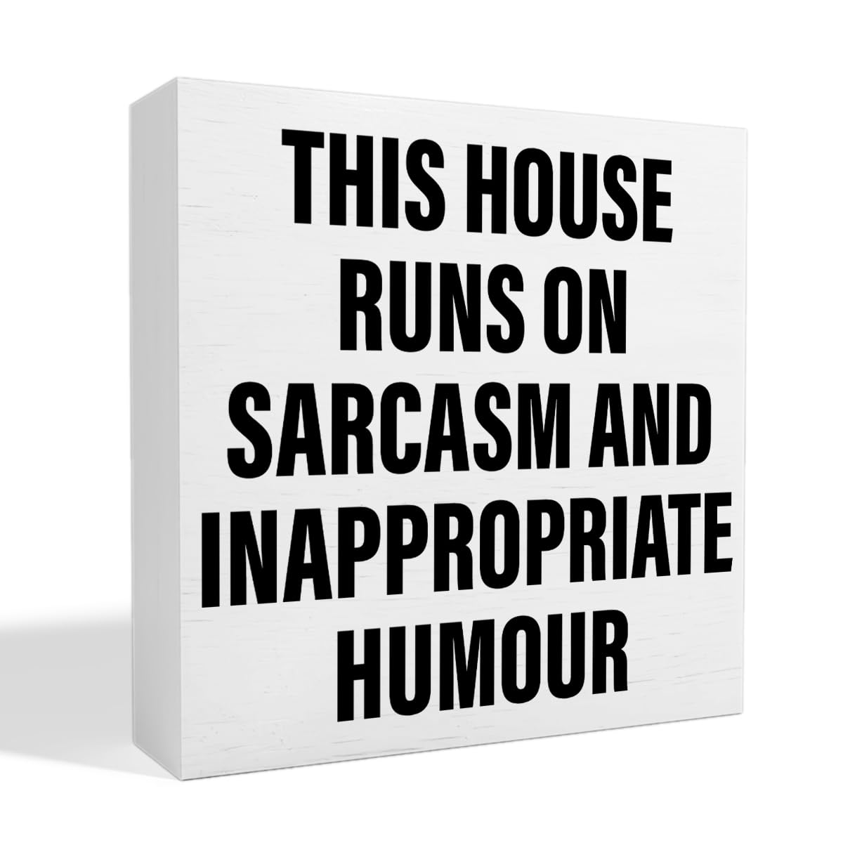 thoqii Home Decor Wooden Box Sign Funny Home Decoration for Living Room Bedroom Housewarming Gifts New Home House Decor, This House Runs on Sarcasm