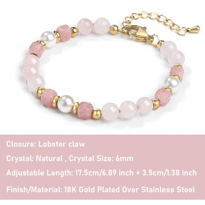 Quietsun Trendy Gifts for Her-Positive/Love/Joy Natural Crystal Bracelets for Girls/Teens/Adults-Adjustable/Handmade-Gift Box Packing