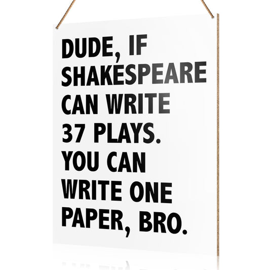 UDNADKEX Funny English Classroom Wall Sign Hanging Decor, High Middle School English Classroom Wooden Decor Writing Decoration, Funny Literary Gifts for English Teacher Literature Lover
