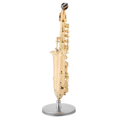 Maxmartt Miniature Alto Saxophone with Stand and Case Gold Plated Mini Musical Instrument Saxophone Replica Collectible Figurines Model Birthday Gifts Home Decoration Display Ornament