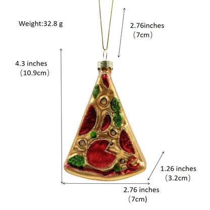 Gifts for Pizza Lovers, Pizza Christmas Ornament – Funny Food-Themed Hanging Decor for Pizza Lovers – Glass Blown Ornament for Christmas Tree