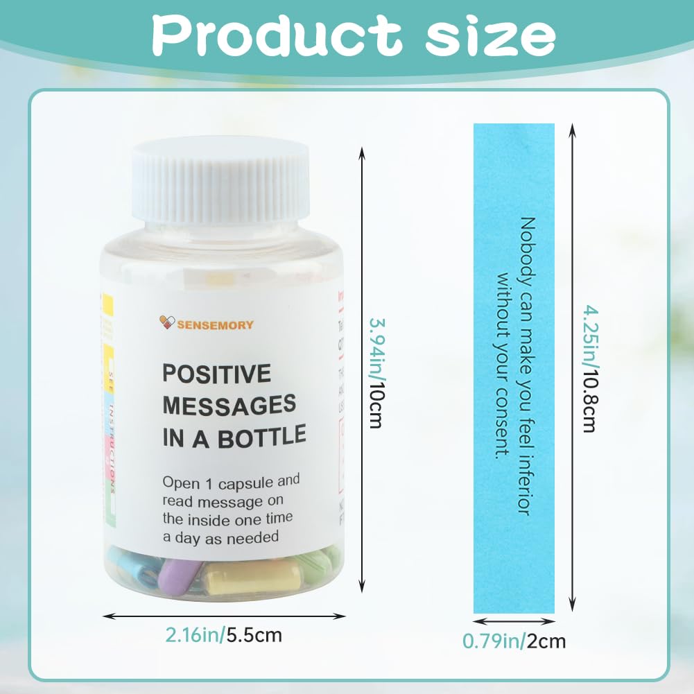 Bibabala 50 Positive Messages in a Bottle,Positive Affirmations Gifts for Women, Stress Relief Gift for Men,Anxiety Relief Desk Accessories, Daily Self Care Kit for Relaxation Meditation