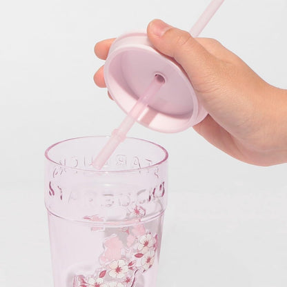 Starbucks SAKURA 2026 Glass Tumbler, Pink, 473ml, with Straw