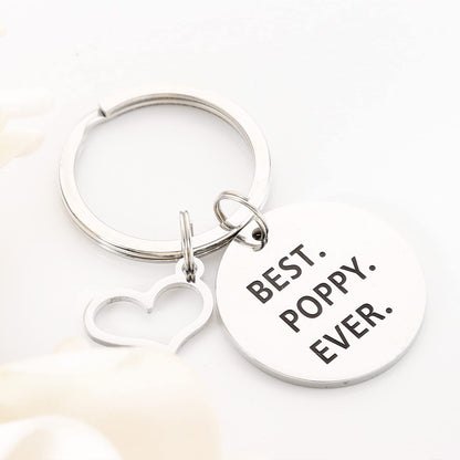HUTIMY Poppy Gifts Keychain for Men - Poppy Charm Merch - Worlds Best Pappy Stuff Present