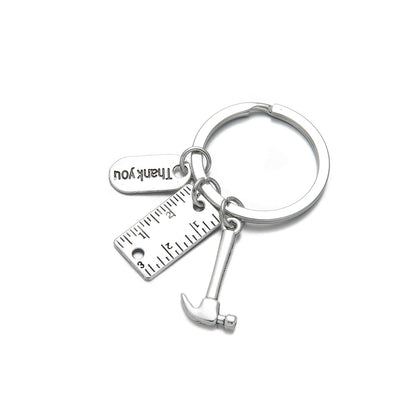 PHAETON 20PCS Toolbox Pendant Keychain Hammer & Ruler Charm Keychain with Thank You Tag for Dad, Father’s Day Birthday Gifts Builders, Construction Team, Handyman Appreciation Keyring