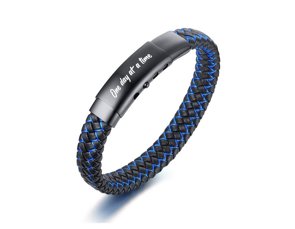 VNOX Men's Inspirational Mantra Engarved Handmade Braided Leather Adjustable Cuff Bangle Bracelet Encouragement Motivational Gift for Men