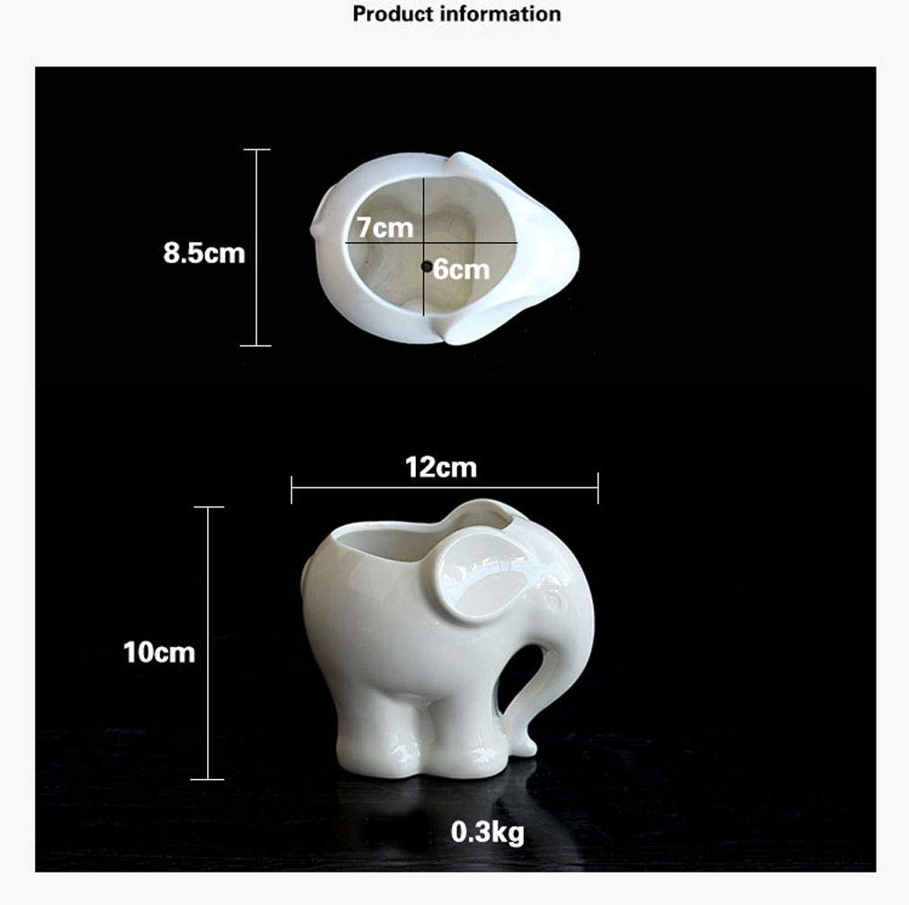 3.9" Ceramic Elephant Pencil Holder/Pen Holder/Flower Pot/Succulent Planter White Elephant Gifts Ideal Gifts for Women, Mom or Birthdays