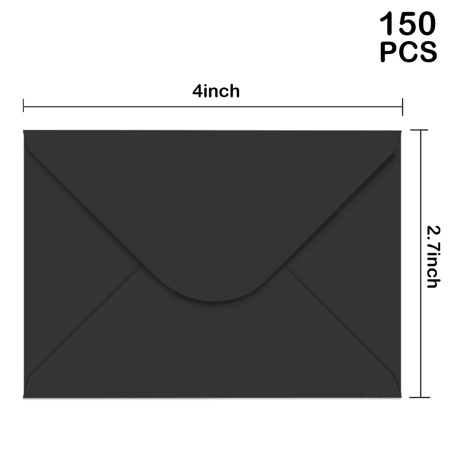 150 Packs of Gift Card Envelopes, Black Mini Envelopes, Gift Card Holder, Business Card Envelopes (4"x2.75") (black)
