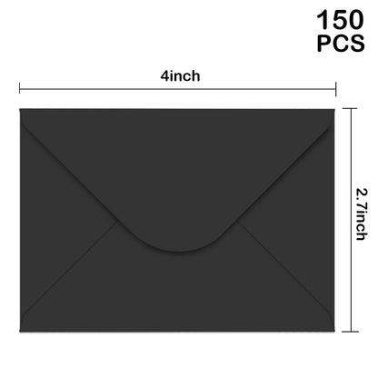 150 Packs of Gift Card Envelopes, Black Mini Envelopes, Gift Card Holder, Business Card Envelopes (4"x2.75") (black)