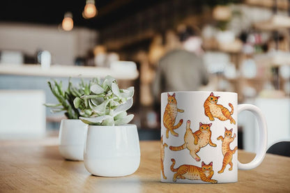 MUGBREW Orange Tabby Cat Funny Playful Postures Ceramic Coffee Mug Tea Cup, 11 OZ