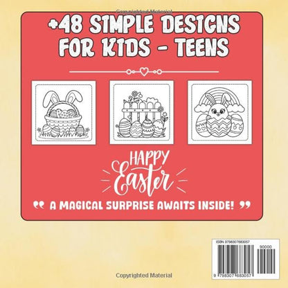 Easter Gifts For Kids Boys, Girls: Easter Bold & Easy Coloring Book: With +48 Simple Designs For Kids, Teens For Relaxing & Endless Fun Age 4-6, 6-8 (Easter Basket Stuffers Kids 8-12)