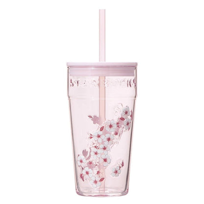 Starbucks SAKURA 2026 Glass Tumbler, Pink, 473ml, with Straw