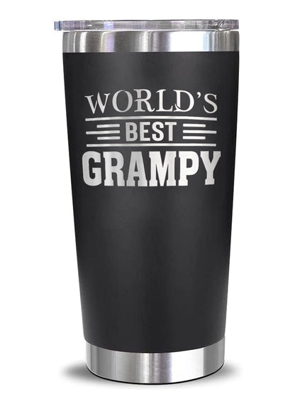 World's Best Grampy Tumbler - Best Grampy Laser Engraved - Grampy Mug - Father's Day Gift - Birthday Gift For Grampy - Grampy Coffee Mug - Stainless Steel Travel Tumbler 20Oz, Black