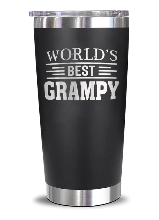 World's Best Grampy Tumbler - Best Grampy Laser Engraved - Grampy Mug - Father's Day Gift - Birthday Gift For Grampy - Grampy Coffee Mug - Stainless Steel Travel Tumbler 20Oz, Black