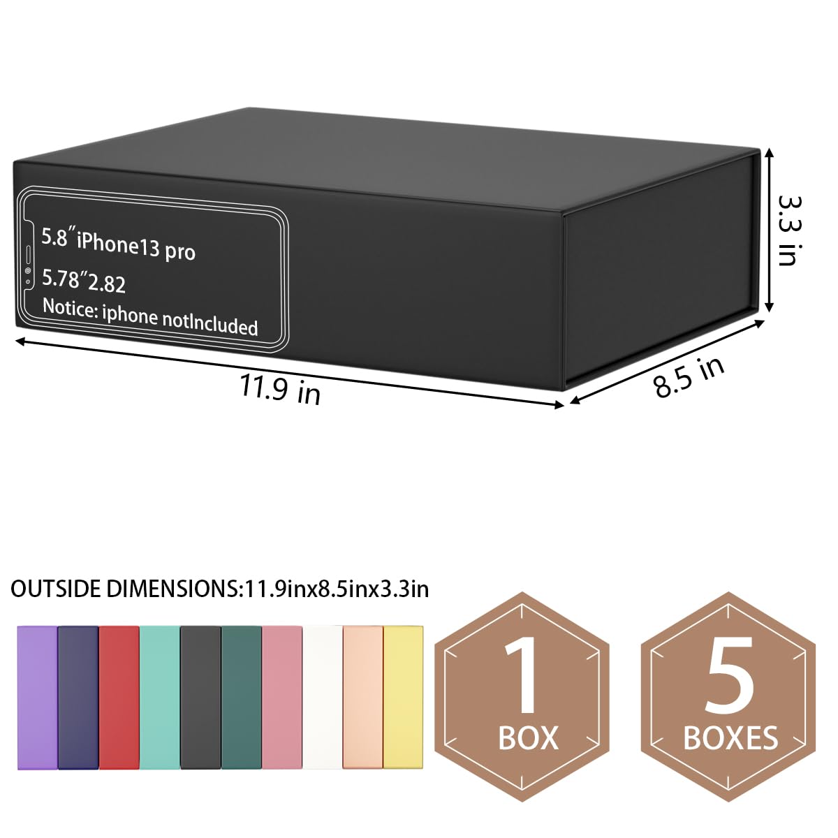 Black Gift Box 11.9" x 8.5" x 3.3" with Magnetic Closure Lid Gifts Boxe for Presents,Bridesmaid Gift Boxes,Cute Box,Birthday Gifts Boxe,Luxury for Gift Packaging, Magnetic Gifts Boxes for Wrapping Gift