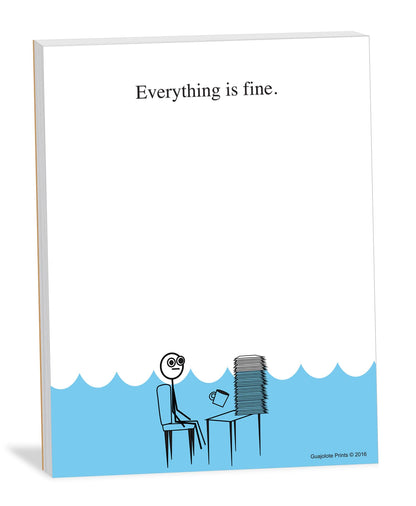 Funny Notepad — Gag Gift for Coworkers, Boss, or Friends — Sarcastic Office & Work From Home Desk Memo Pad — “Everything Is Fine”
