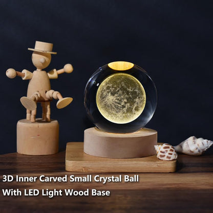 3D Moon Model Crystal Ball, Laser Engraved Planet Model Astronomy Sphere Decor, 2.4" Paperweight Crystal Universe Gifts for Kids, Space Model Collectors