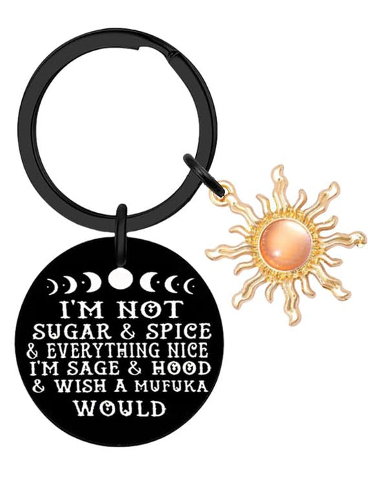 Witchy Gifts Goth Keychain Witch Keychain Vintage Decor Mystical Sun and Moon Astrology Gifts Halloween Christmas Brithday Gift for Women Pagan, Astrology Lovers Sister Besties