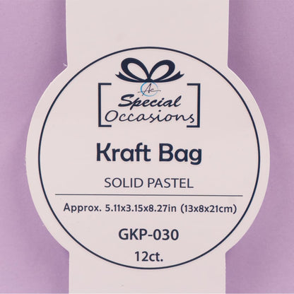 Angels Craft 12 Pack Kraft Bags with Handles - 8" x 5" - Pastel Colors | Durable Paper Gift Bags for Retail, Birthday, Party & DIY Projects