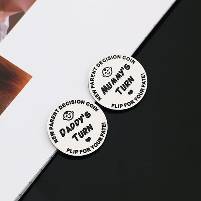 New Dad Mom Gifts Funny Decision Making Coin, New Parent Mummy Daddy Pregnancy Women First Time to be Moms Dads Mother's Day Father's Day Gifts Double Sided