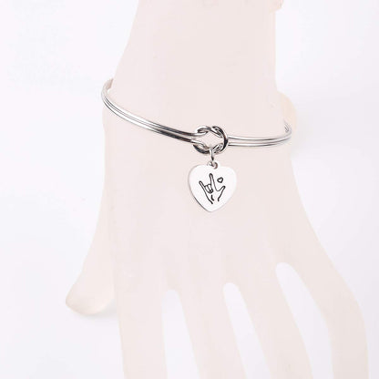 Sign Language I Love You ASL Tie The Knot Cuff Bangle Sign Language Jewelry ASL Bangle Bracelet Interpreter Gift for Interpreter,Teacher