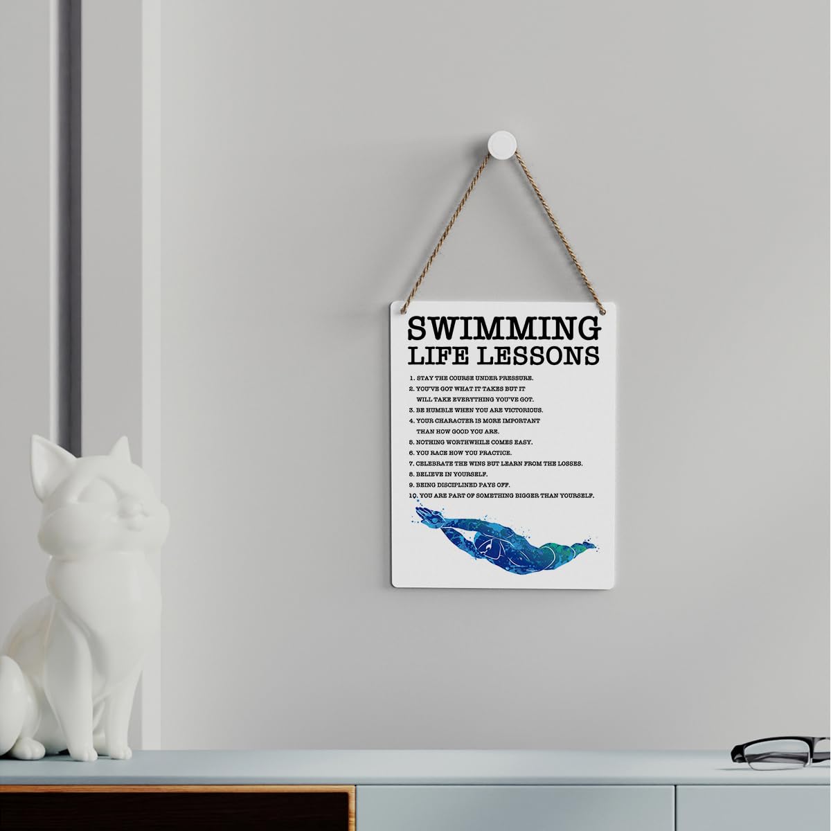 Inspirational Quotes Swimmer Gifts Rustic Wall Decorations Motivational Farmhouse Wall Hanging Decor Encouragement Best Team Gifts Decorative Wood Plaque for Home Office Bedroom Bathroom Living Room