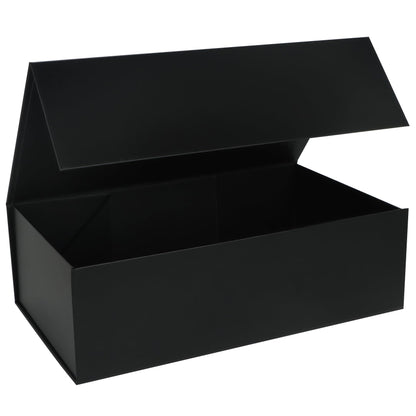 LFBOX Black Gift Box with Magnetic Lids 13.8x8.3x4.4 in, Large Bridesmaid Groomsman Proposal Boxes 1 Pack, Collapsible Rectangle Storage Box