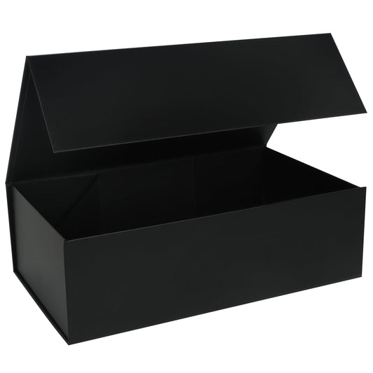 LFBOX Black Gift Box with Magnetic Lids 13.8x8.3x4.4 in, Large Bridesmaid Groomsman Proposal Boxes 1 Pack, Collapsible Rectangle Storage Box