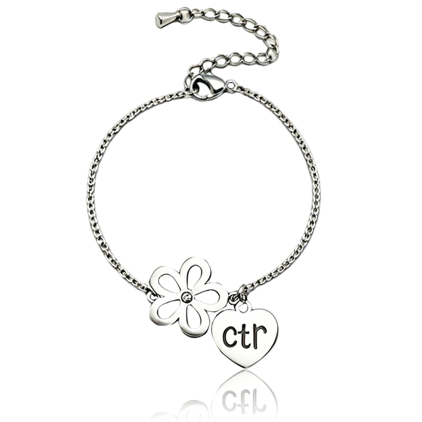 Choose The Right Bracelet-CTR Heart & Floral Pendant Latter Day Saints Jewelry Gift with Card for Women, LDS baptism Gifts