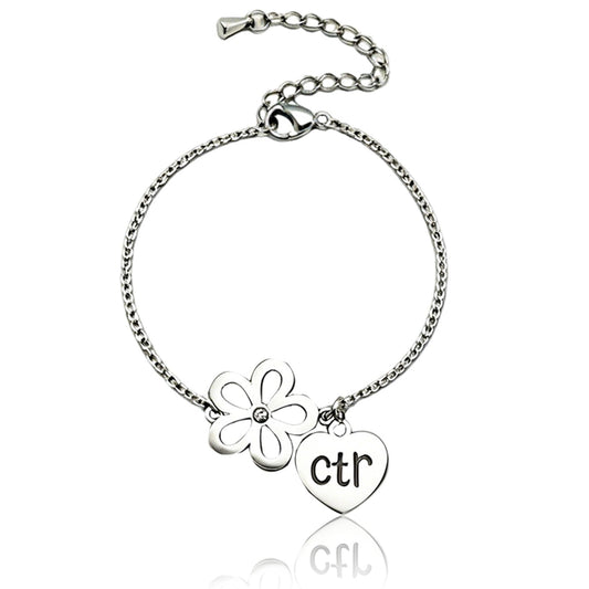 Choose The Right Bracelet-CTR Heart & Floral Pendant Latter Day Saints Jewelry Gift with Card for Women, LDS baptism Gifts