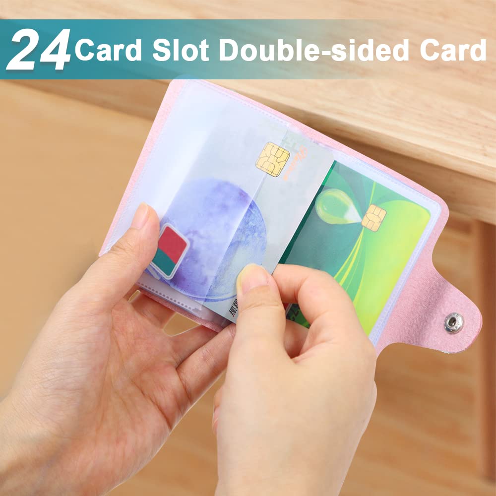 4Pcs Credit Card Holder, Leather Business Card Organizer with 24 Card Slots, Credit Card Protector, Credit Card Wallet Sleeve Case for Managing Your Cards, Style B