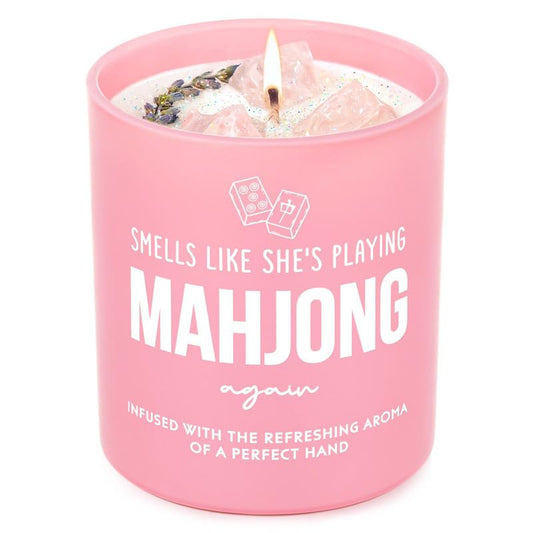 Mahjong Gifts for Women, Funny Mah Jongg Accessories, Gifts for Mahjong Lovers, Game Night Mother's Day Christmas Birthday for Mom Friend - Handmade Relaxing Lavender Scented Candle 10oz