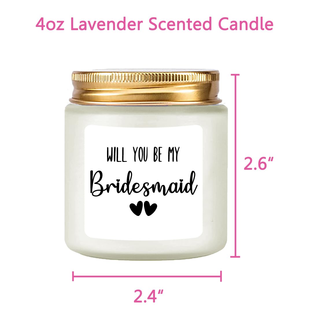LAMIVEENLA Bridesmaid Gifts Scented Candle Lavender - Matron of Honor Gift for Bridesmaids Matron of Honour Proposal Gifts Maid of Honor Proposal Gift Soy Candle 4oz