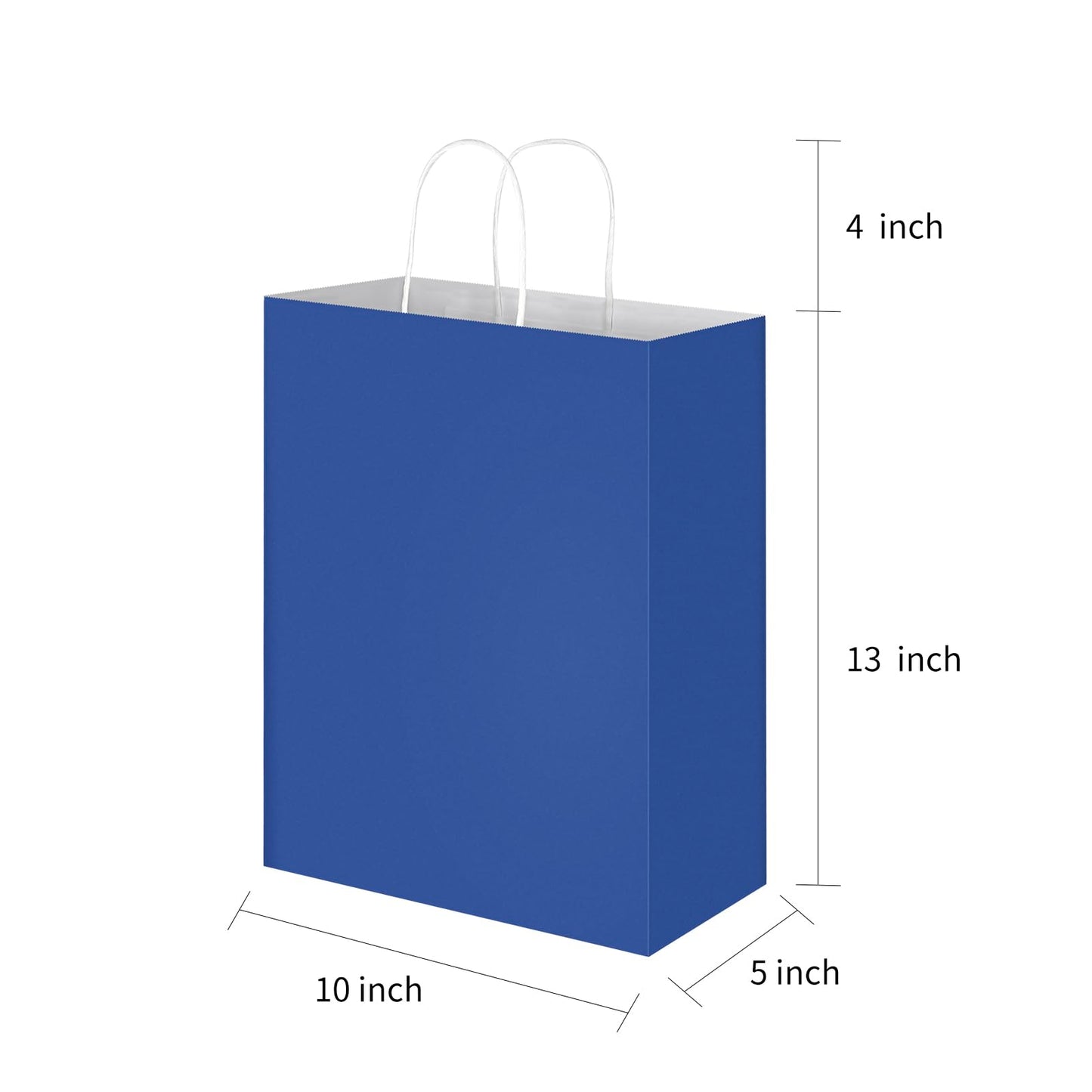 Oikss 50 Pack 10x5x13 Royal Blue Kraft Paper Bags with Handles Bulk for Birthday Party Favors Grocery Retail Shopping Business Goody Recycled Craft Gift Bags (Large Size, 50 Count)