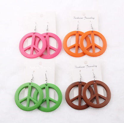 Caiyao Peace Sign Pendant Necklace & Earrings Jewelry Set - Love Peace Symbol Hippie Pendant for Women - Multicolor
