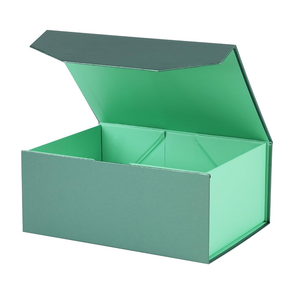 Upgrade 1PCS Green Gift Box 9.5x7x4 Inches, Sturdy Gift Box with Lid for Gift Packaging, Foldable Magnetic Closure Storage Boxes, Bridesmaid Proposal Box, Rectangle Collapsible Box