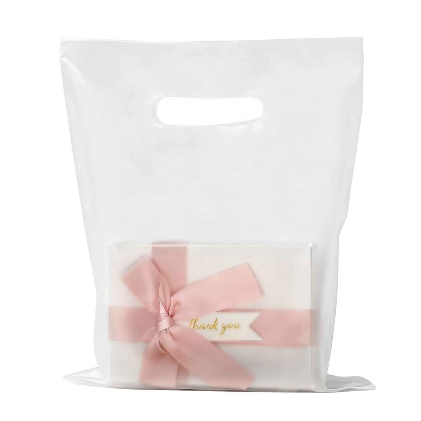 100 Pcs Plastic Bags With Handles 9"x12", Clear Gift Bags Shopping Merchandise bags for Small Business Retail Stores Gifts