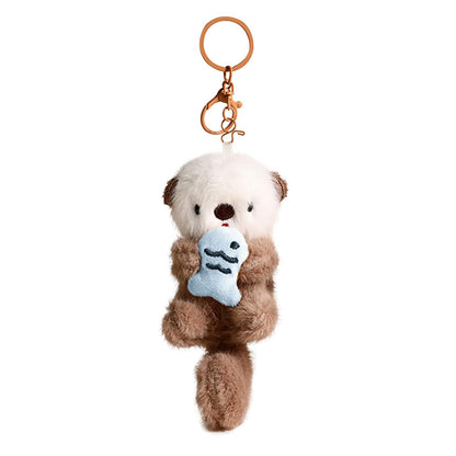 Plush Keychain Otter Charm for Women Teens & Animal Lovers | for Handbags Purses Backpacks & Car Keys | Birthday Gift