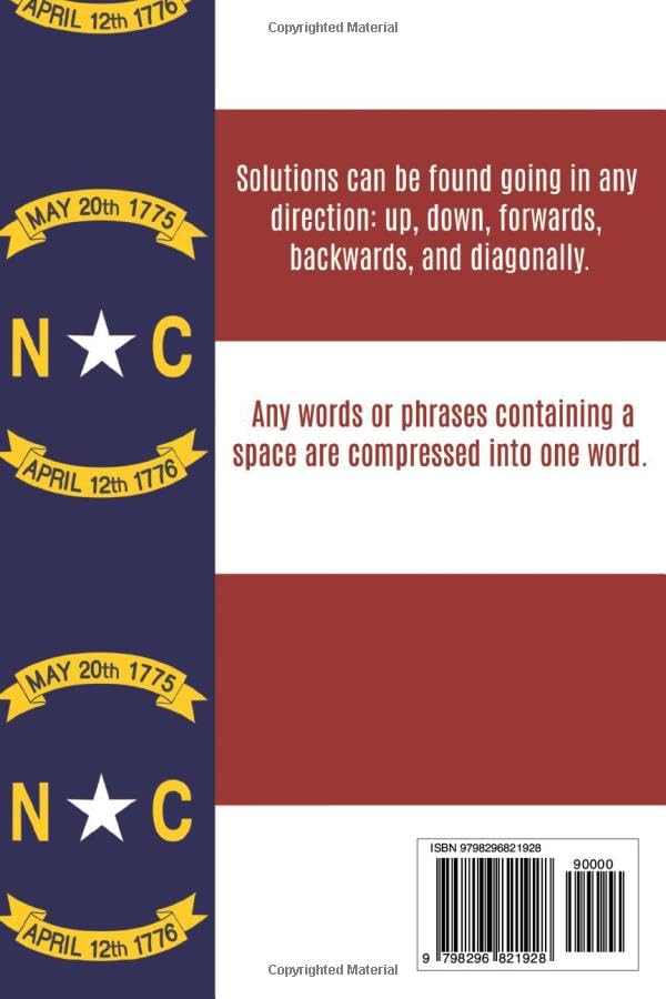 North Carolina Word Search: North Carolina Word Puzzles about NC Foods, Cities, State Beaches and More | 6x9, 110 Pages | Gift for North Carolina Lovers, Birthdays, Holidays, Travel