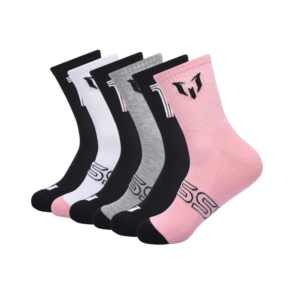 Messi Men's Lifestyle Crew Socks, 6-pack, Soft & Stretchy, Comfortable