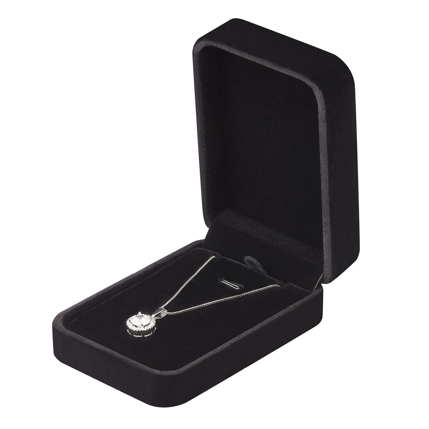 LETURE 3 Pieces Velvet Pendant Necklace Gift Boxes Set, Classic Jewelry Packaging Storage Case, Jewellry Display Box for Wedding, Engagement, Proposal, Birthday and Anniversary (Black)