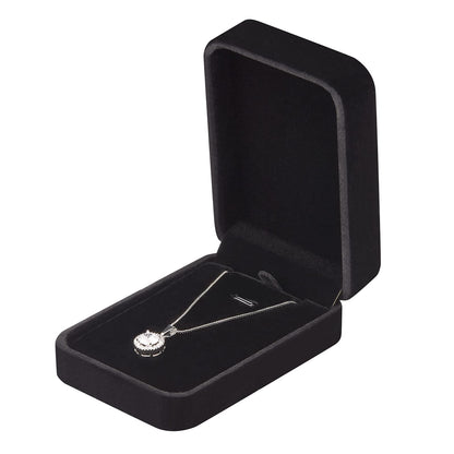 LETURE 3 Pieces Velvet Pendant Necklace Gift Boxes Set, Classic Jewelry Packaging Storage Case, Jewellry Display Box for Wedding, Engagement, Proposal, Birthday and Anniversary (Black)