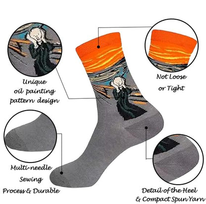 Chalier 5 Pairs Womens Fun Famous Painting Patterned Art Socks Cotton Printed Cool Novelty Funny Socks for Women