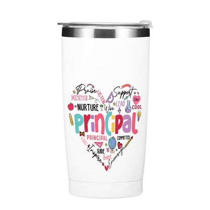 Principal Gifts Principal Appreciation Gifts Tumbler, 20 oz Stainless Steel Coffee Mug，Insulated Cup, Inspirational Birthday Christmas Thank You Office for Women Men Boss Coworker Teacher